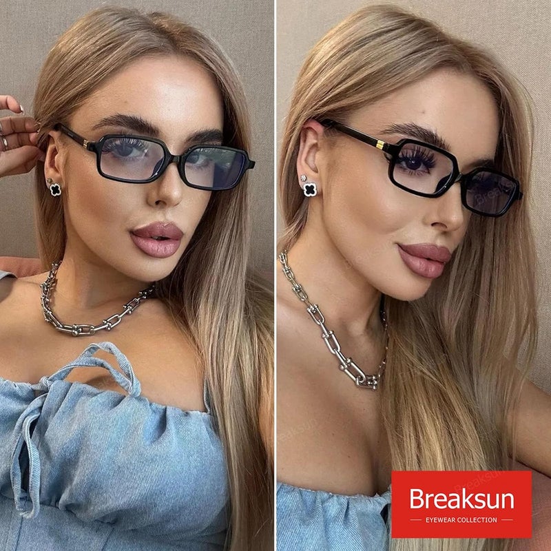 Breaksun Retro Rectangle Glasses for Women Men Small Square Blue Light Blocking Glasses Vintage Eyeglasses - Image 3